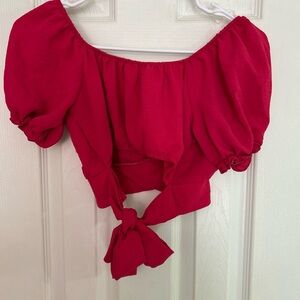 Altar'd State Red Tie-Front Crop Top